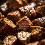 High Protein Slow Cooker Garlic Butter Beef Bites - Easy Dinner Recipe!
