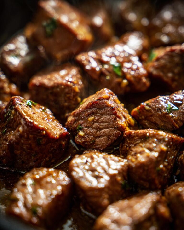 High Protein Slow Cooker Garlic Butter Beef Bites - Easy Dinner Recipe!