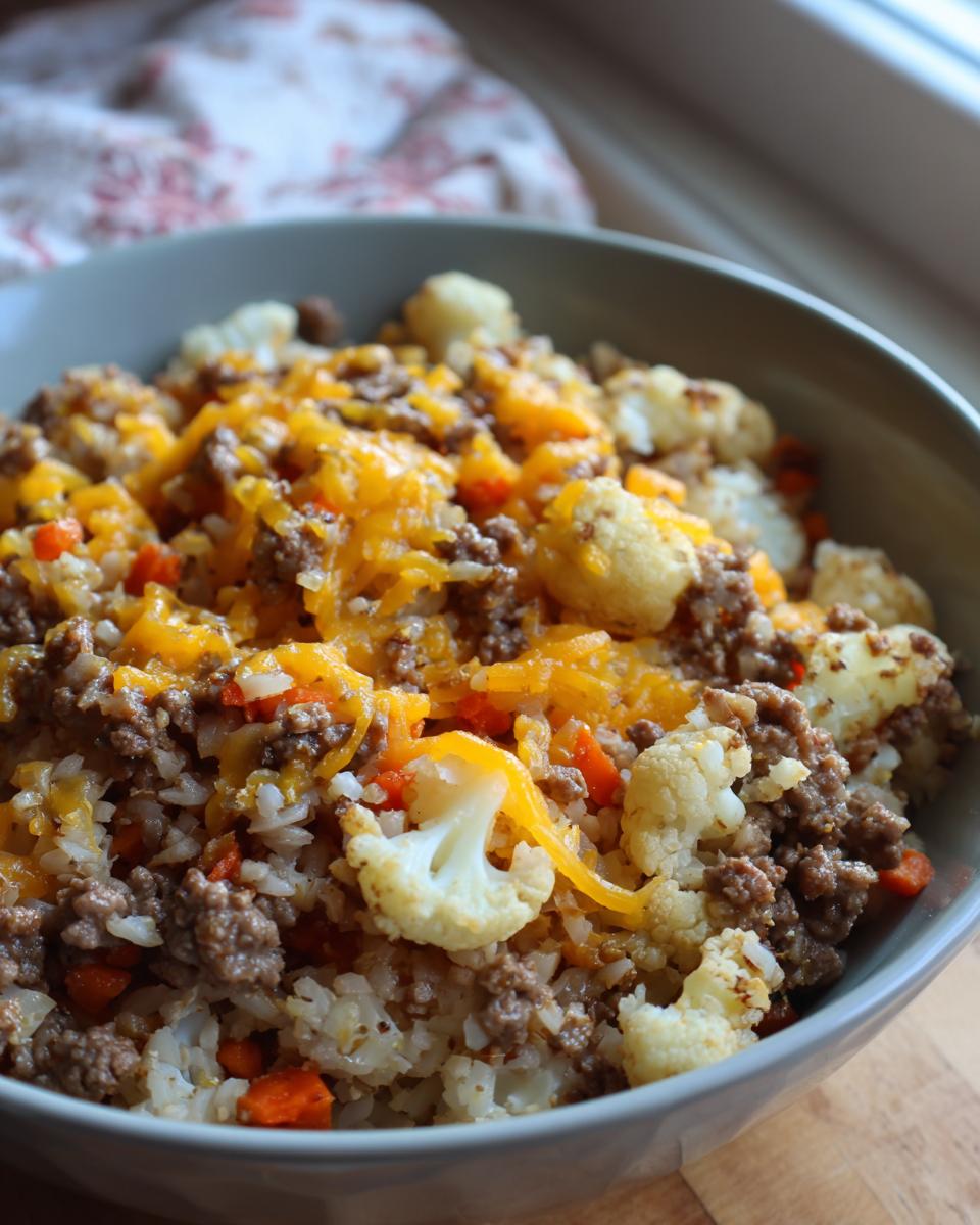 Keto Beef & Cauliflower: 1 Easy Dinner to LOVE! 5 Keto Beef & Cauliflower Rice One-Pan Dinner - detail 2