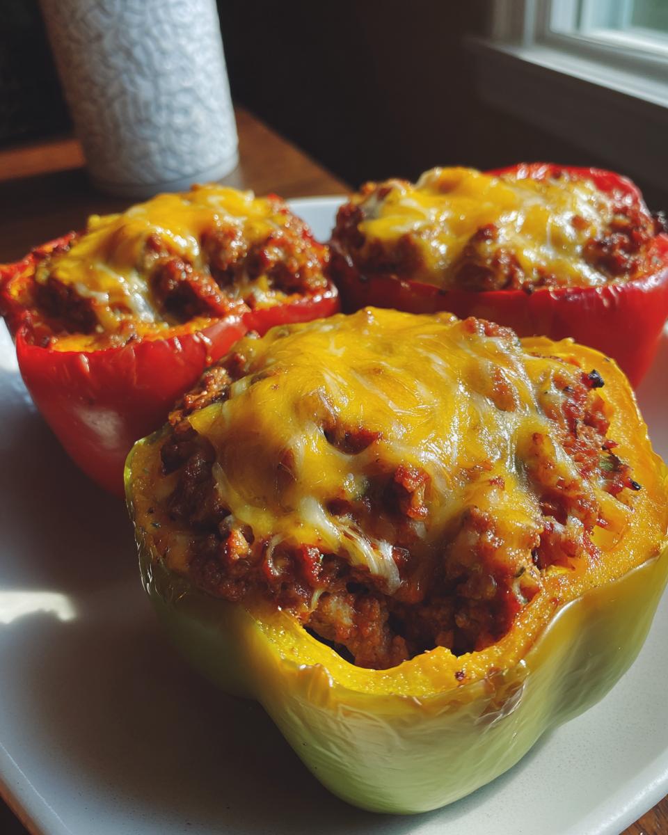 5 Reasons to LOVE Keto Stuffed Bell Peppers! 4 Keto Stuffed Bell Peppers with Ground Beef - detail 1