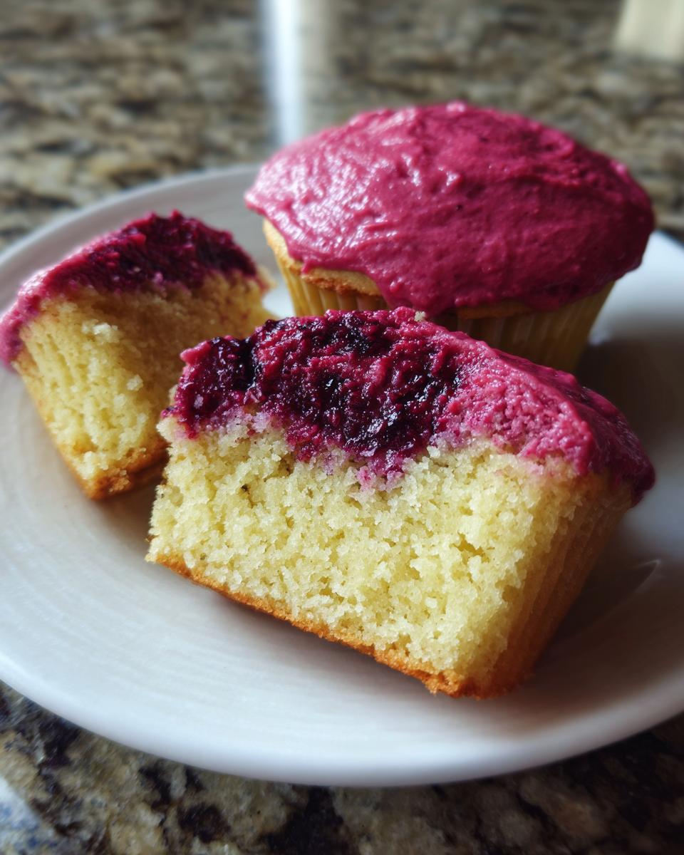 1 Recipe: Amazing Lemon Poppy Seed Cupcakes! 3 Lemon Poppy Seed Cupcakes with Blackberry Frosting - detail 1