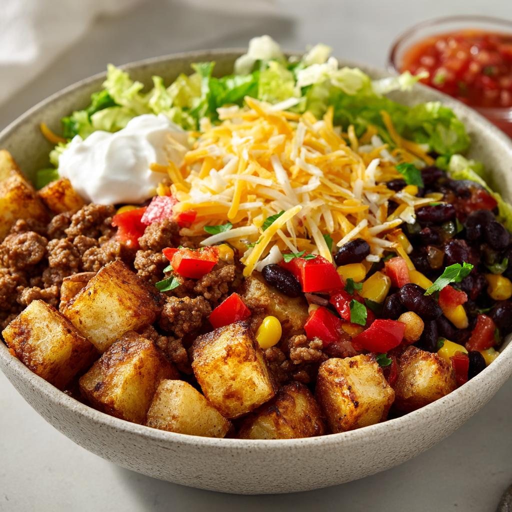 Yum: 1 Loaded Potato Taco Bowl Recipe (And Easy!) 4 Loaded Potato Taco Bowl | Hearty Meal Prep Delight - detail 1
