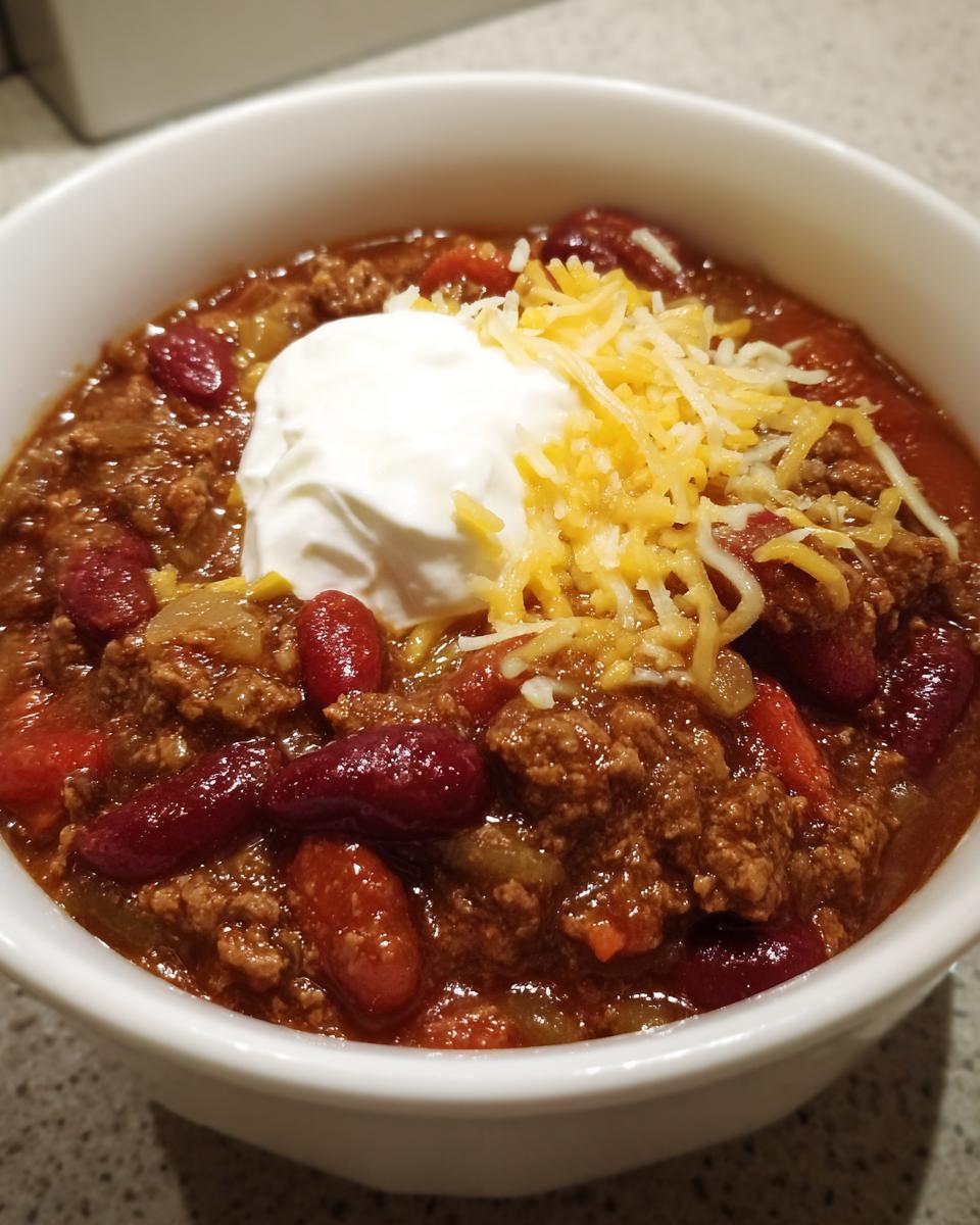 The Best Ever Chili Recipe, made with ground beef, beans and the perfect mix of chili spices. - detail 2
