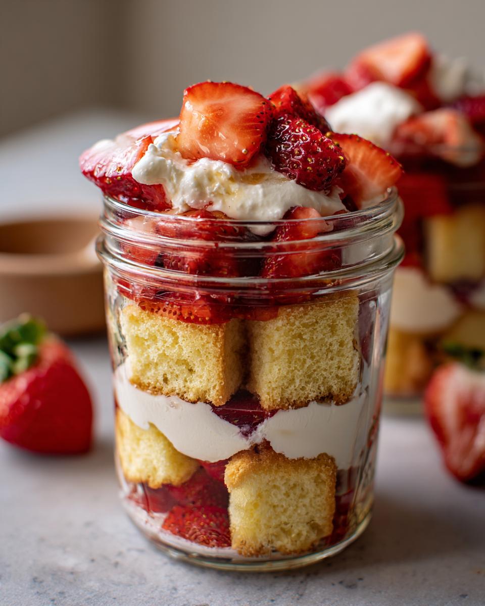 Easy Strawberry Shortcake Trifles: 1 Perfect Dessert 5 Easy Strawberry Shortcake Trifles | Stephanies Sweet Treats |Stephanie R | Recipe | Mason jar desser - detail 2