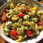 Light and Creamy Pesto Caprese Pasta Salad