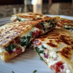 2 Ways to Love Mediterranean Quesadillas! 4 Mediterranean Quesadillas with Spinach, Feta, Mozzarella, and Red Onion: Flavorful Lunch Ideas