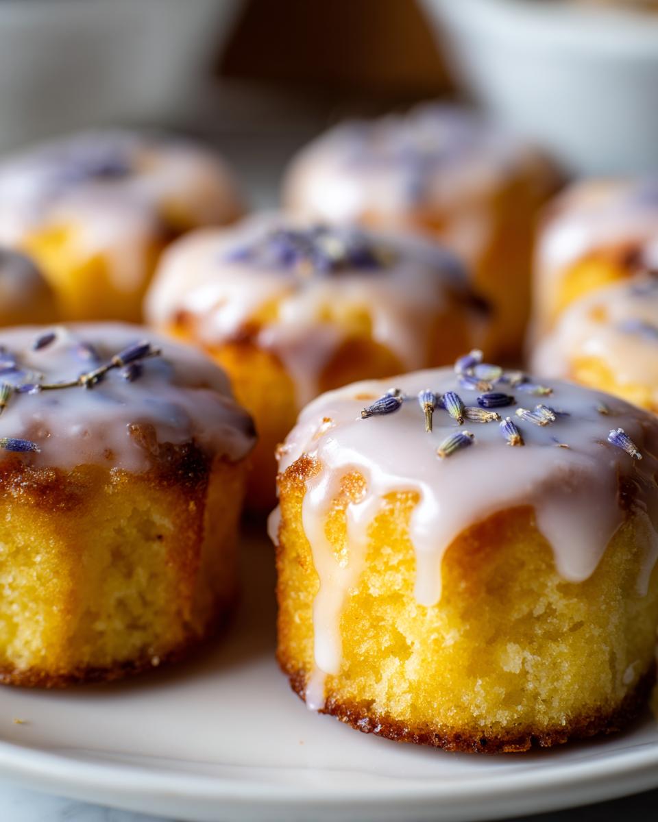 24 Mini Lemon Cakes With Lavender Glaze: Amazing! 4 Mini Lemon Cakes With Lavender Glaze - detail 1