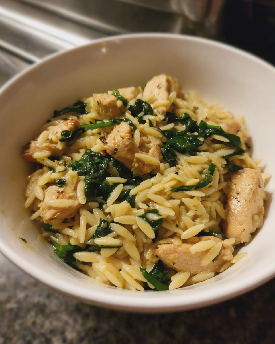 Amazing 30 Minute High Protein Chicken Spinach Orzo Skillet 4 30 minute high protein chicken spinach orzo skillet - detail 1